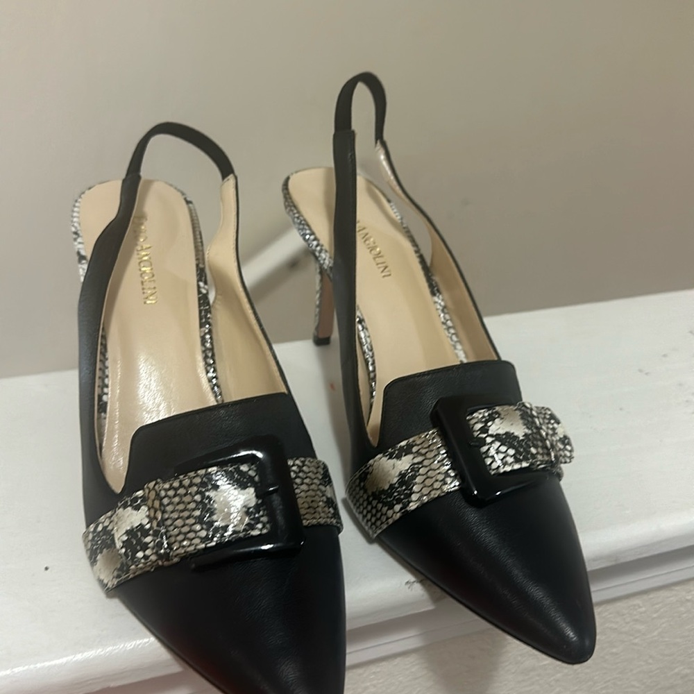 Enzo Angiolini Womens Dalayza Black Slingback Heels 8.5M.